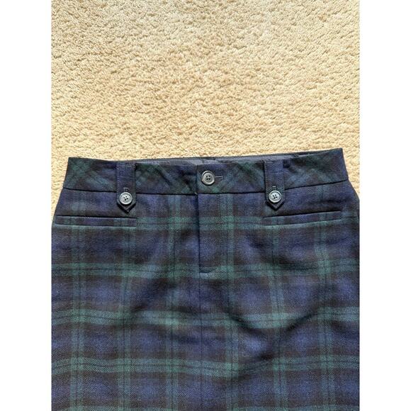 Eddie Bauer Wool Blend Tartan Plaid Mini Skirt Blue / Green Womens Petite Sz 6P - Picture 3 of 8